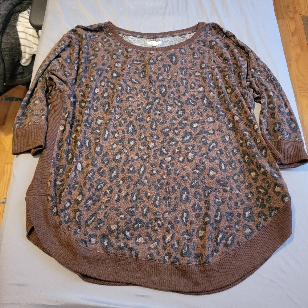 3/4 Length Sweater-Size XXL Cheetah Print